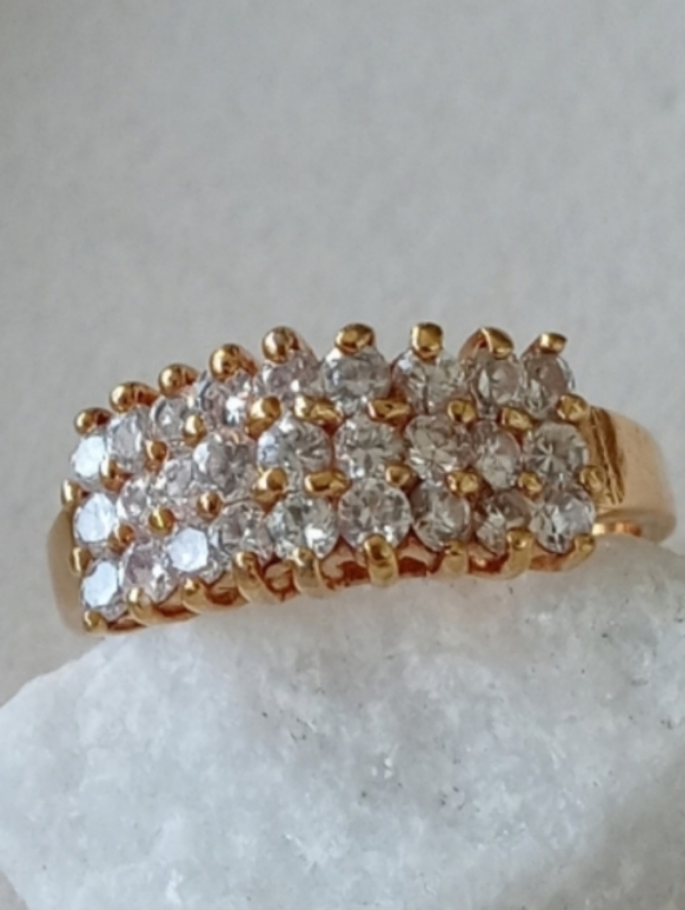 Gold Band with three rows of Rhinestones size 11 - Picture 7 of 7